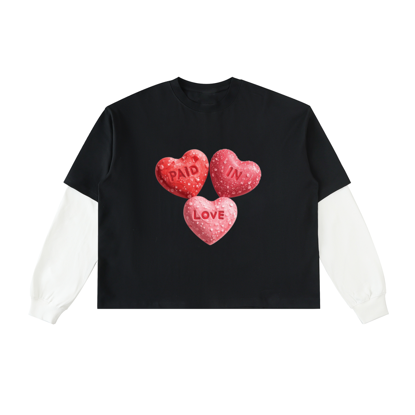 Layered Contrast Sleeve Cotton T-Shirt